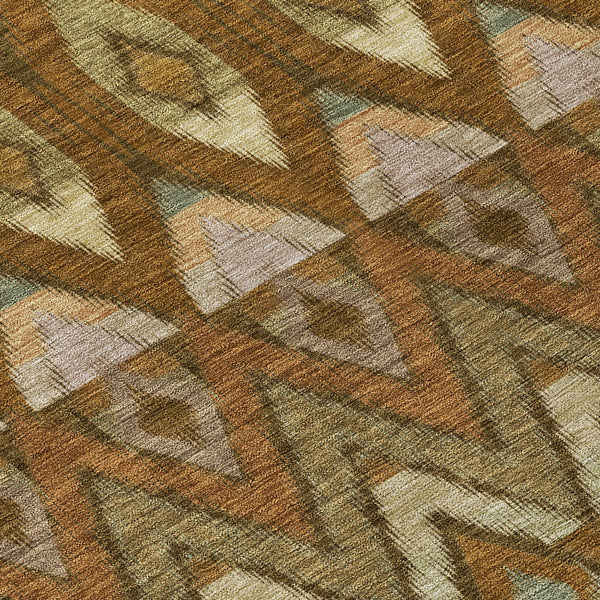 Homeroots 3' Southwestern Washable Indoor Outdoor Area Rug In Brown Beige And Artichoke Green For Versatile Style 8' X 10' Polyester 578463