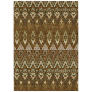 HomeRoots 5' Southwestern Area Rug in Brown, Beige & Artichoke Green – Durable, Washable for Indoor/Outdoor Use 10' X 14' 578465