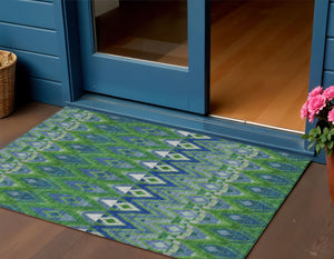 Homeroots 3' Southwestern Washable Indoor Outdoor Area Rug In Brown Beige And Artichoke Green For Versatile Style 3' X 5' Polyester 578466