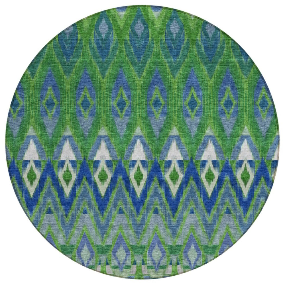 HomeRoots 5' Southwestern Indoor Outdoor Area Rug – Durable, Washable, Stain-Resistant Design for Any Space 8' Round 578468