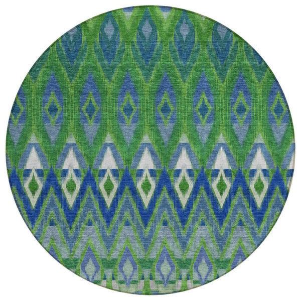 HomeRoots 5' Southwestern Indoor Outdoor Area Rug – Durable, Washable, Stain-Resistant Design for Any Space 8' Round 578468