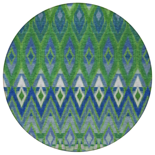 Homeroots 3' Southwestern Washable Indoor Outdoor Area Rug In Brown Beige And Artichoke Green For Versatile Style 8' Round Polyester 578468