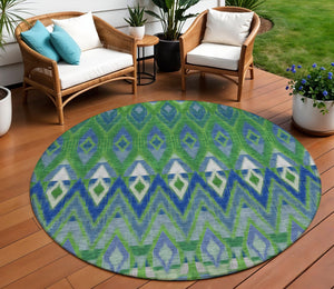 Homeroots 3' Southwestern Washable Indoor Outdoor Area Rug In Brown Beige And Artichoke Green For Versatile Style 8' Round Polyester 578468