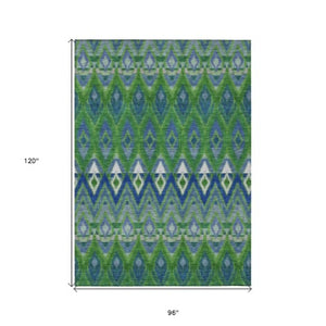 Homeroots 3' Southwestern Washable Indoor Outdoor Area Rug In Brown Beige And Artichoke Green For Versatile Style 8' X 10' Polyester 578469