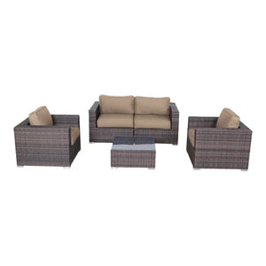English Elm Fully Assembled Rattan 4-Piece Outdoor Sofa Set With Plush Cushions For Ultimate Comfort & Style B120S00185