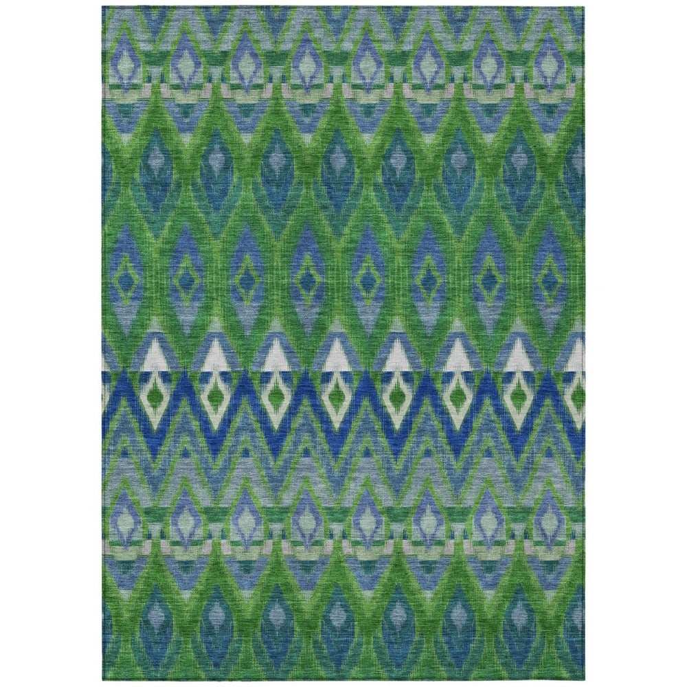 HomeRoots 9' Southwestern-Style Area Rug in Earthy Green and Blue - Durable, Washable, and Versatile Design 9' X 12' 578470