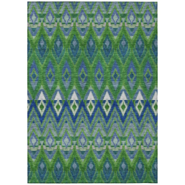 HomeRoots 9' Southwestern-Style Area Rug in Earthy Green and Blue - Durable, Washable, and Versatile Design 9' X 12' 578470