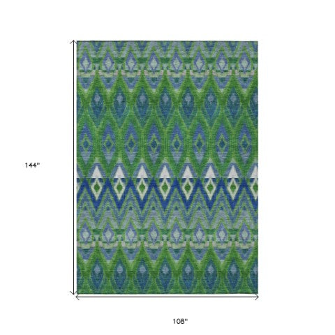Homeroots 3' Southwestern Washable Indoor Outdoor Area Rug In Brown Beige And Artichoke Green For Versatile Style 9' X 12' Polyester 578470