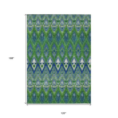 Homeroots 3' Southwestern Washable Indoor Outdoor Area Rug In Brown Beige And Artichoke Green For Versatile Style 10' X 14' Polyester 578471