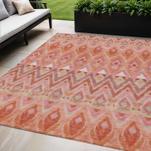 Homeroots 3' Southwestern Washable Indoor Outdoor Area Rug In Brown Beige And Artichoke Green For Versatile Style 5' X 8' Polyester 578473