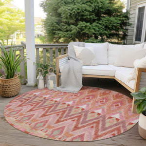 Homeroots 3' Southwestern Washable Indoor Outdoor Area Rug In Brown Beige And Artichoke Green For Versatile Style 8' Round Polyester 578474