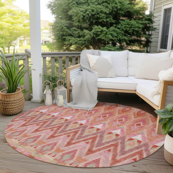 Homeroots 3' Southwestern Washable Indoor Outdoor Area Rug In Brown Beige And Artichoke Green For Versatile Style 8' Round Polyester 578474