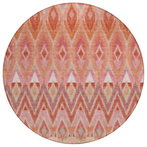 HomeRoots 5' Pink Salmon and Blush Southwestern Indoor Outdoor Area Rug - Durable, Washable, Stylish Décor 8' Round 578474