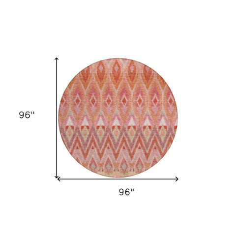 Homeroots 3' Southwestern Washable Indoor Outdoor Area Rug In Brown Beige And Artichoke Green For Versatile Style 8' Round Polyester 578474