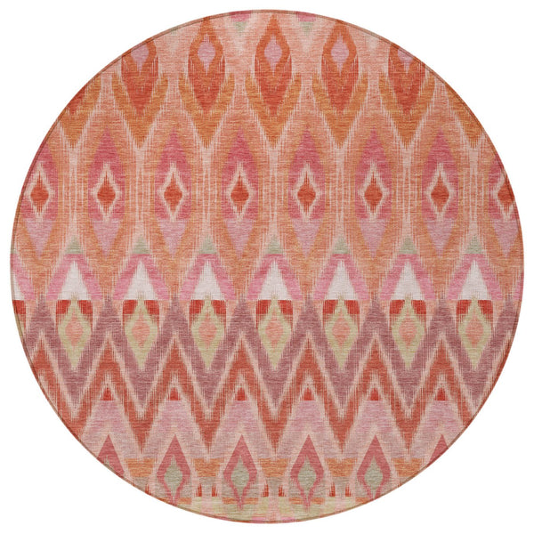 Homeroots 3' Southwestern Washable Indoor Outdoor Area Rug In Brown Beige And Artichoke Green For Versatile Style 8' Round Polyester 578474