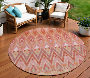 Homeroots 3' Southwestern Washable Indoor Outdoor Area Rug In Brown Beige And Artichoke Green For Versatile Style 8' Round Polyester 578474