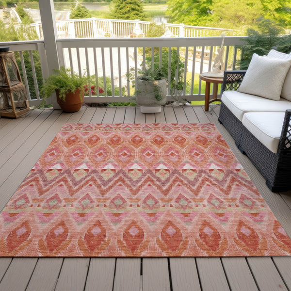 Homeroots 3' Southwestern Washable Indoor Outdoor Area Rug In Brown Beige And Artichoke Green For Versatile Style 9' X 12' Polyester 578476