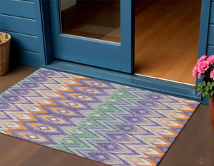 Homeroots 3' Southwestern Washable Indoor Outdoor Area Rug In Brown Beige And Artichoke Green For Versatile Style 3' X 5' Polyester 578478