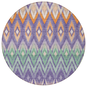 Homeroots 3' Southwestern Washable Indoor Outdoor Area Rug In Brown Beige And Artichoke Green For Versatile Style 8' Round Polyester 578480