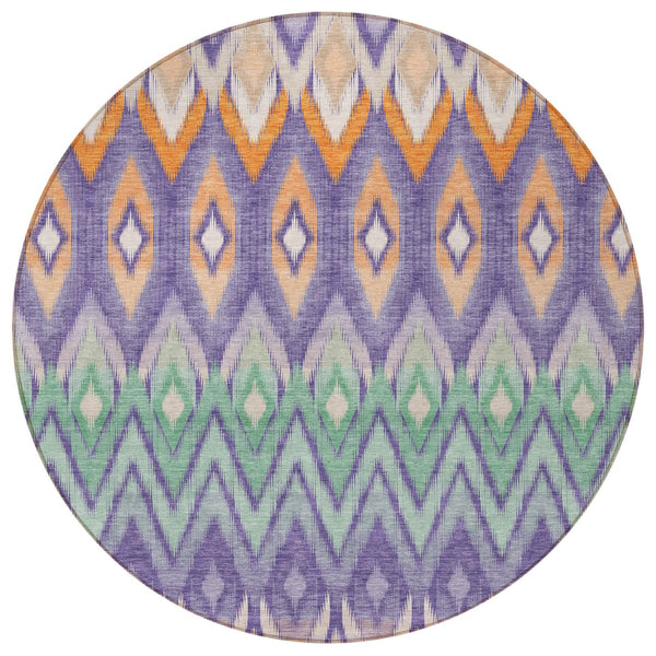 Homeroots 3' Southwestern Washable Indoor Outdoor Area Rug In Brown Beige And Artichoke Green For Versatile Style 8' Round Polyester 578480