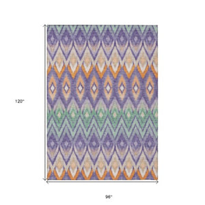 Homeroots 3' Southwestern Washable Indoor Outdoor Area Rug In Brown Beige And Artichoke Green For Versatile Style 8' X 10' Polyester 578481