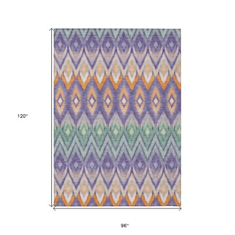 Homeroots 3' Southwestern Washable Indoor Outdoor Area Rug In Brown Beige And Artichoke Green For Versatile Style 8' X 10' Polyester 578481