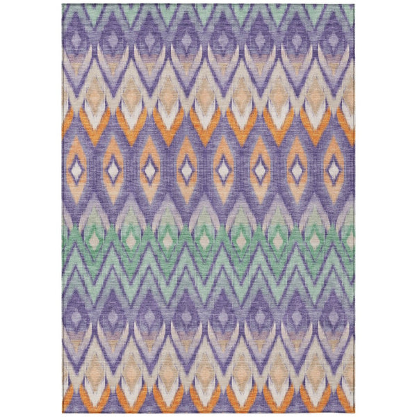 HomeRoots 9' Southwestern Area Rug in Vibrant Purple Lilac and Orange - Washable, Durable, Indoor/Outdoor Use 9' X 12' 578482
