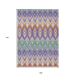 Homeroots 3' Southwestern Washable Indoor Outdoor Area Rug In Brown Beige And Artichoke Green For Versatile Style 9' X 12' Polyester 578482