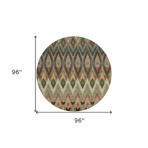 Homeroots 3' Southwestern Washable Indoor Outdoor Area Rug In Brown Beige And Artichoke Green For Versatile Style 8' Round Polyester 578486