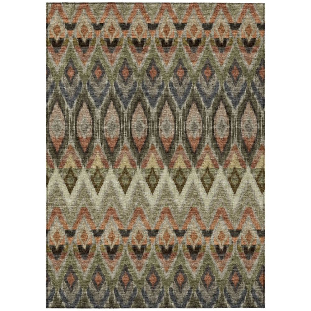 HomeRoots 9' Southwestern Washable Area Rug in Earthy Taupe, Olive Green & Beige - Durable Indoor/Outdoor Style 9' X 12' 578488