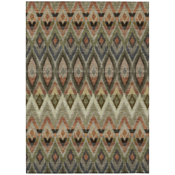 HomeRoots 9' Southwestern Washable Area Rug in Earthy Taupe, Olive Green & Beige - Durable Indoor/Outdoor Style 9' X 12' 578488