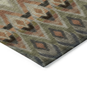 Homeroots 3' Southwestern Washable Indoor Outdoor Area Rug In Brown Beige And Artichoke Green For Versatile Style 10' X 14' Polyester 578489