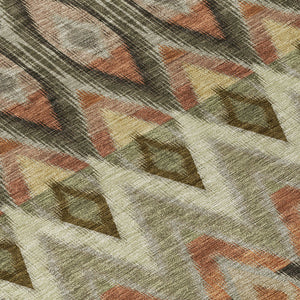 Homeroots 3' Southwestern Washable Indoor Outdoor Area Rug In Brown Beige And Artichoke Green For Versatile Style 10' X 14' Polyester 578489