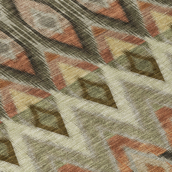 Homeroots 3' Southwestern Washable Indoor Outdoor Area Rug In Brown Beige And Artichoke Green For Versatile Style 10' X 14' Polyester 578489