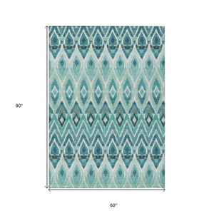 Homeroots 3' Southwestern Washable Indoor Outdoor Area Rug In Brown Beige And Artichoke Green For Versatile Style 5' X 8' Polyester 578491