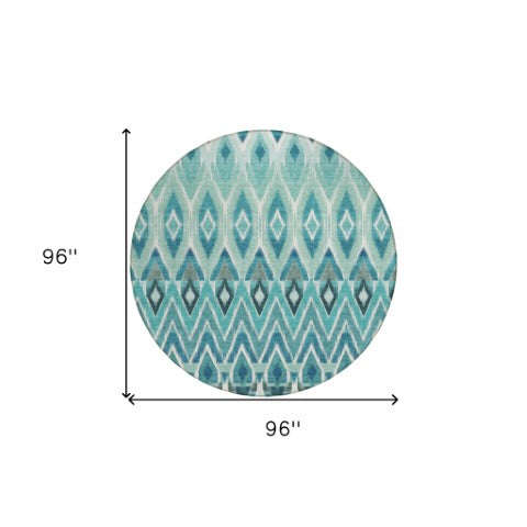 Homeroots 3' Southwestern Washable Indoor Outdoor Area Rug In Brown Beige And Artichoke Green For Versatile Style 8' Round Polyester 578492