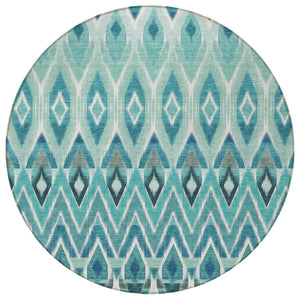 Homeroots 3' Southwestern Washable Indoor Outdoor Area Rug In Brown Beige And Artichoke Green For Versatile Style 8' Round Polyester 578492