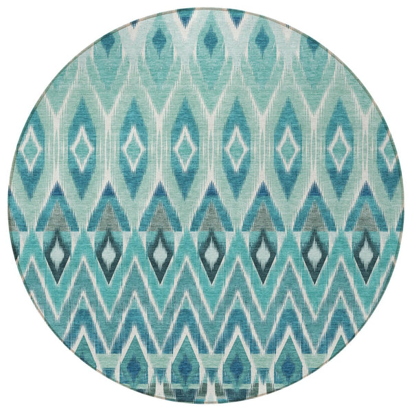 Homeroots 3' Southwestern Washable Indoor Outdoor Area Rug In Brown Beige And Artichoke Green For Versatile Style 8' Round Polyester 578492
