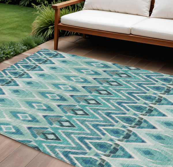 Homeroots 3' Southwestern Washable Indoor Outdoor Area Rug In Brown Beige And Artichoke Green For Versatile Style 9' X 12' Polyester 578494