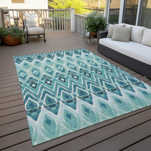 Homeroots 3' Southwestern Washable Indoor Outdoor Area Rug In Brown Beige And Artichoke Green For Versatile Style 9' X 12' Polyester 578494