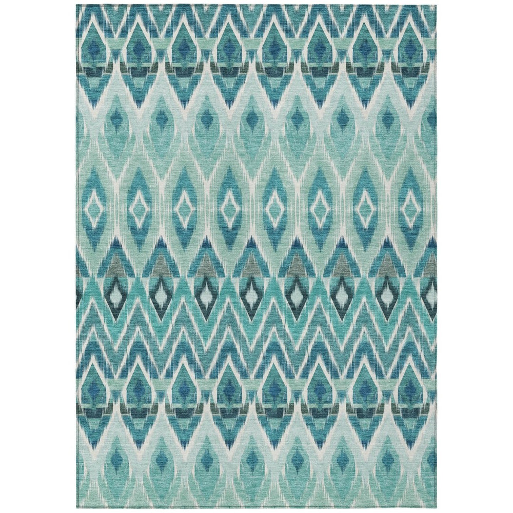 HomeRoots 9' Stylish Southwestern Area Rug in Teal Blue, Aqua & Mint Green - Durable, Washable & Versatile Decor 9' X 12' 578494