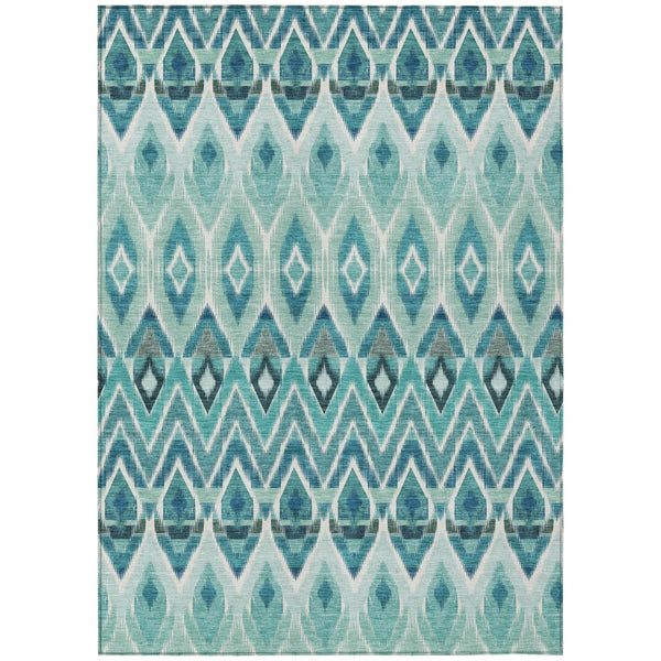 HomeRoots 9' Stylish Southwestern Area Rug in Teal Blue, Aqua & Mint Green - Durable, Washable & Versatile Decor 9' X 12' 578494