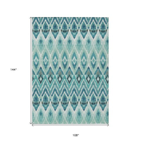 Homeroots 3' Southwestern Washable Indoor Outdoor Area Rug In Brown Beige And Artichoke Green For Versatile Style 9' X 12' Polyester 578494