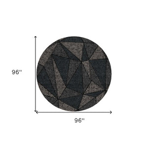 Homeroots 3' Black Charcoal And Gray Geometric Washable Area Rug For Indoor Outdoor Spaces - Durable Design 8' Round Polyester 578498