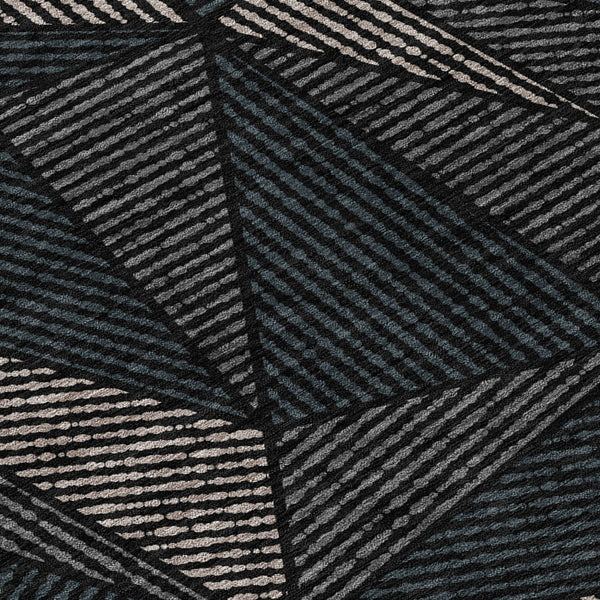 Homeroots 3' Black Charcoal And Gray Geometric Washable Area Rug For Indoor Outdoor Spaces - Durable Design 8' X 10' Polyester 578499