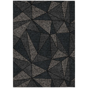 HomeRoots 9' Modern Geometric Black Charcoal and Gray Washable Area Rug for Indoor and Outdoor Use 9' X 12' 578500