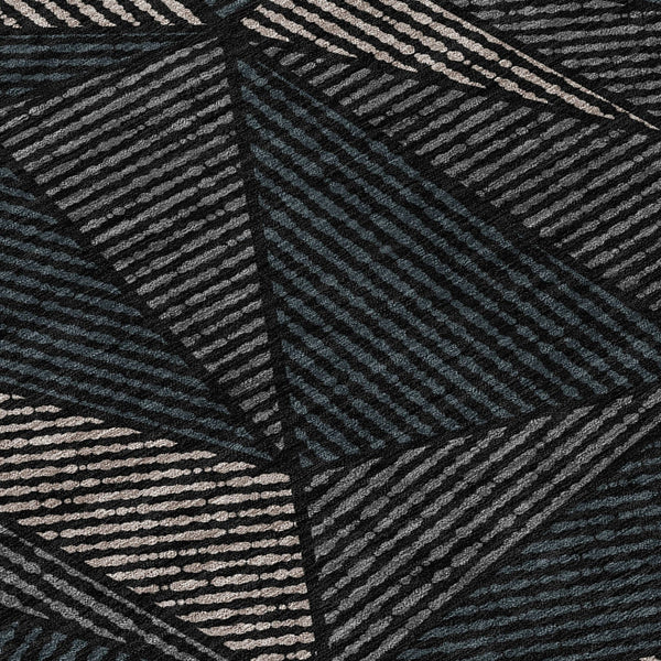 Homeroots 3' Black Charcoal And Gray Geometric Washable Area Rug For Indoor Outdoor Spaces - Durable Design 10' X 14' Polyester 578501