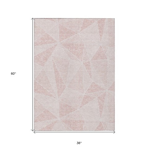 Homeroots 3' Black Charcoal And Gray Geometric Washable Area Rug For Indoor Outdoor Spaces - Durable Design 3' X 5' Polyester 578502