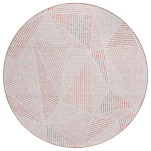 HomeRoots 5' Blush and Pink Geometric Area Rug - Stylish, Machine Washable, Perfect for Indoor and Outdoor Use 8' Round 578504