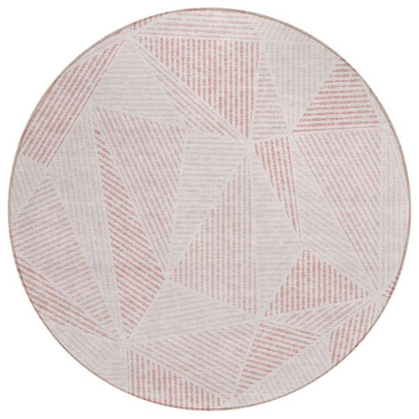 HomeRoots 5' Blush and Pink Geometric Area Rug - Stylish, Machine Washable, Perfect for Indoor and Outdoor Use 8' Round 578504